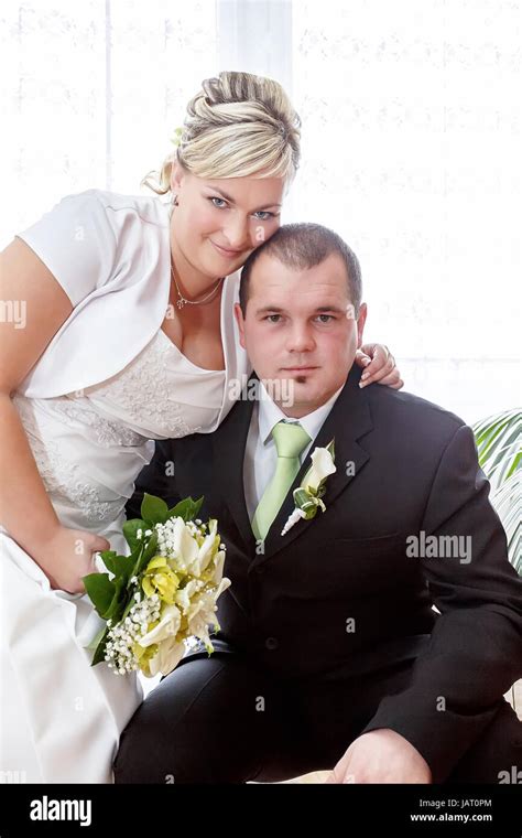 Beautiful Young Wedding Couple Bride With Her Groom Stock Photo Alamy