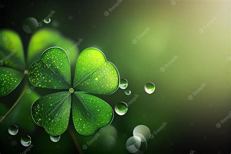 Premium Photo Festive Background With Shining Clover Shamrocks And