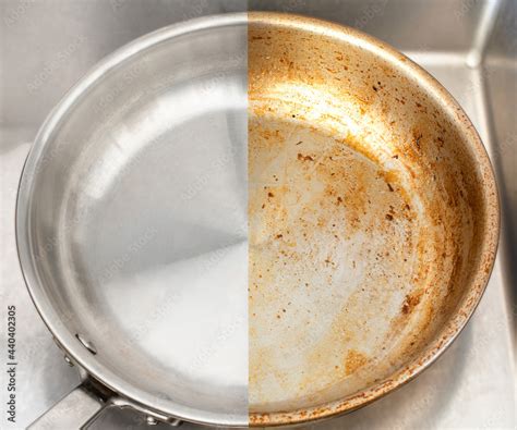 Compare burnt pan image before and after cleaning the unclean able ...