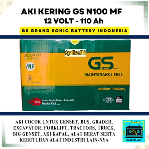 Jual AKI MOBIL TRUCK GENSET GS MF TYPE N100 12 VOLT 100 AMPERE AKI