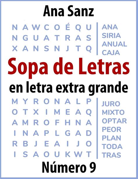 Buy Sopa De Letras En Letra Extra Grande Número 9 Libro De Actividades Sopa De Letras Extra