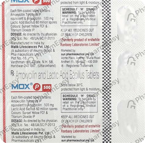 Mox P 500mg Strip Of 15 Tablets Uses Side Effects Price And Dosage