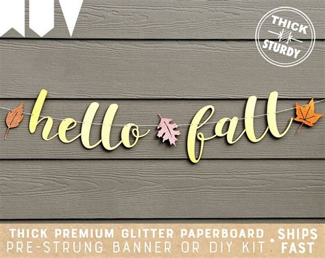 Hello Fall Banner Fall Banner Thanksgiving Decorations Gold - Etsy