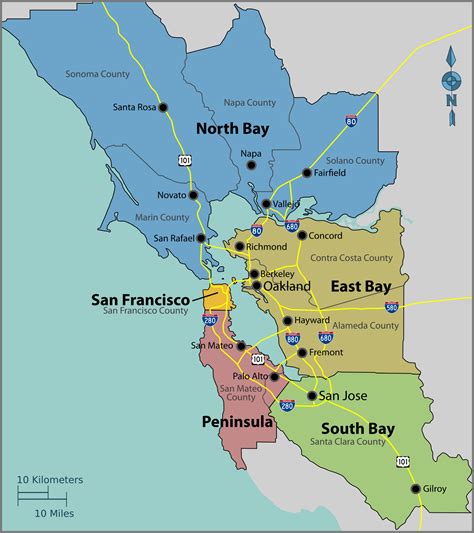 California Landforms Map Free Printable San Francisco Bay Area