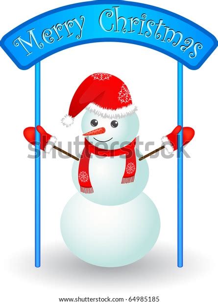 Christmas Snowman Red Hat Stock Vector Royalty Free 64985185