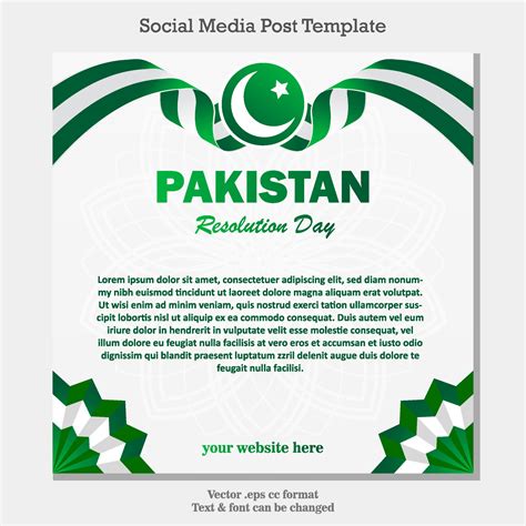 happy pakistan resolution day square social media post template ...