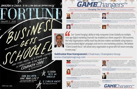 Champions Group Chairman Subhakar Rao Surapaneni Featured in Fortune Magazine