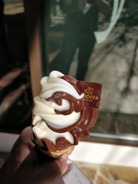 [i Ate] Godiva Soft Swirl Ice Cream In Chocolate Dipped Waffle Cone R