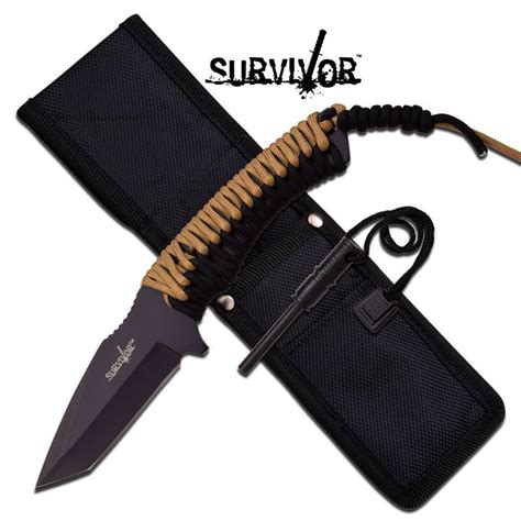 Survival Tanto Full Tang Paracord Fixed Blade Rescue Knife w