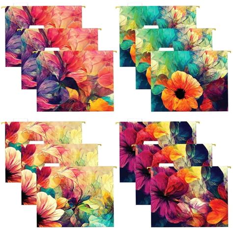 Global Printed Products Abstract Floral Letter Hanging File Folders 12 Pack