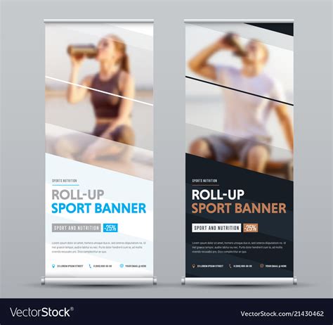 Design Of Vertical Roll Up Banner With Diagonal Vector Image