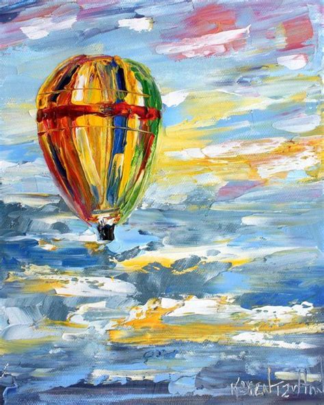 Hot Air Balloon Painting Original Oil Abstract Impressionism Fine Art