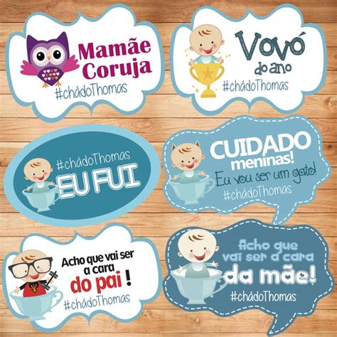 Kit 12 Plaquinhas Divertidas Chá de Bebê Arquivo Digital Elo7