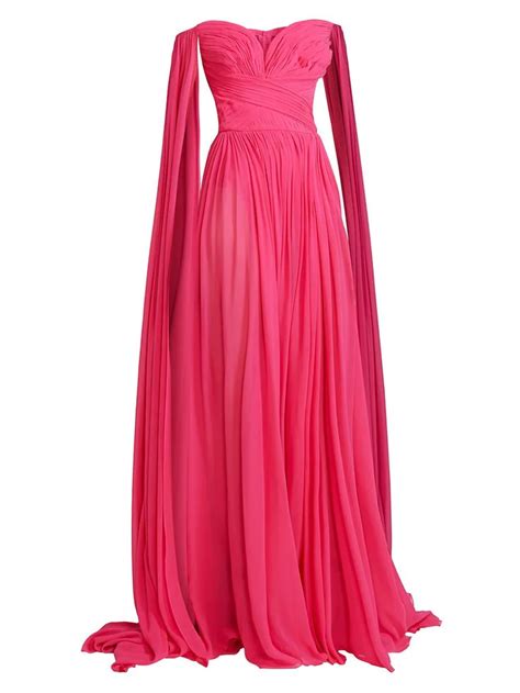 Shop Zuhair Murad Georgette Silk Off The Shoulder Gown Saks Fifth