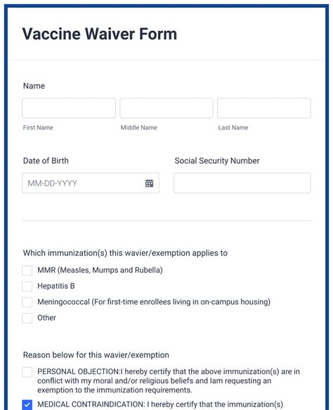 Vaccine Waiver Form Template Jotform