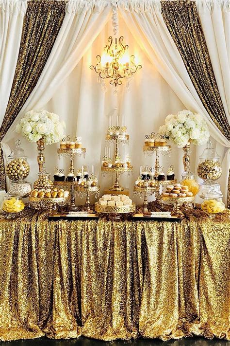 White And Gold 50th Birthday Dessert Table Styled By Bizziebeecrea