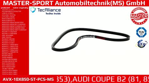 AVX-10X850-ST-PCS-MS | V-BELT | Master-Sport-Automobiltechnik (MS) GmbH ...