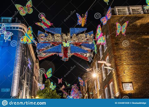 Christmas Decorations On Carnaby Street London Editorial Stock Photo