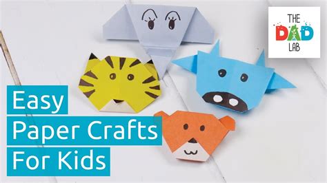 5 Cute Animal Origami Faces Easy Paper Folding Crafts For Kids Youtube