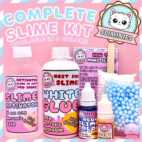 Complete Slime Kit Available In 6 Colors By Sliminies Shopee Philippines