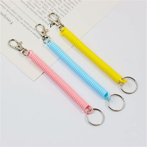 Elastic Spiral Stretch Keychain Spring Rope Key Ring Key Cord Clasp Wrist Coilღ Ebay