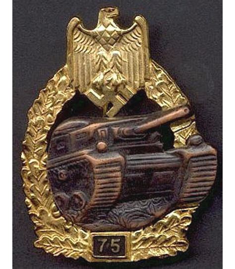 Ww2 German Panzer Tank Battle Badge 75 Actions Gold And Silver