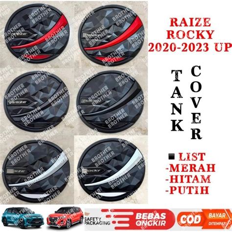 Jual Tank Cover Raize Rocky Hitam List Merah Putih