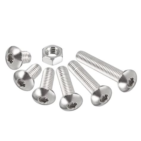 Pcs Set M Button Head Stainless Steel Hex Socket Screw Nut