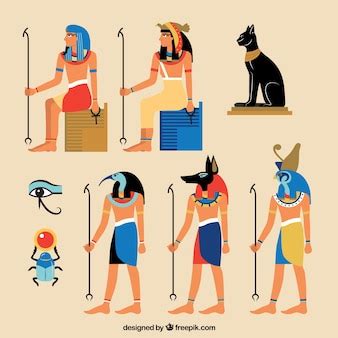 Premium Vector | Egyptian gods and symbols collection with flat design