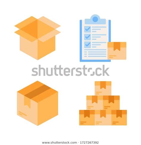 Shipping Delivery Icon Set Unboxing Checklist Stock Vector Royalty