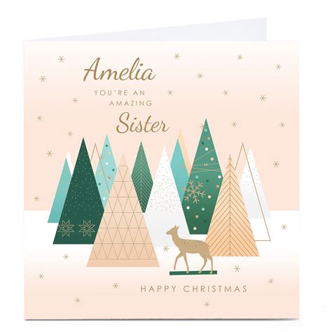 Buy Personalised Christmas Card Contemporary Reindeer Scene Sister For Gbp 3 29 Card Factory Uk