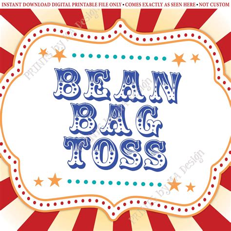 Bean Bag Toss Carnival Party Sign Carnival Games Circus Etsy