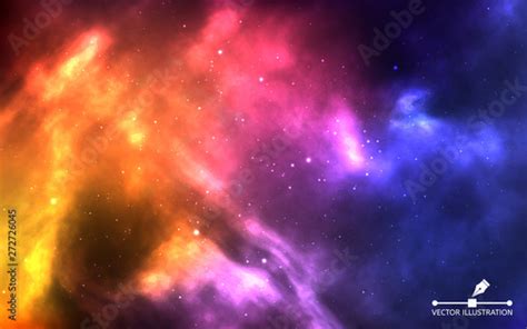 Vecteur Stock Space Background Realistic Color Cosmos With Nebula And