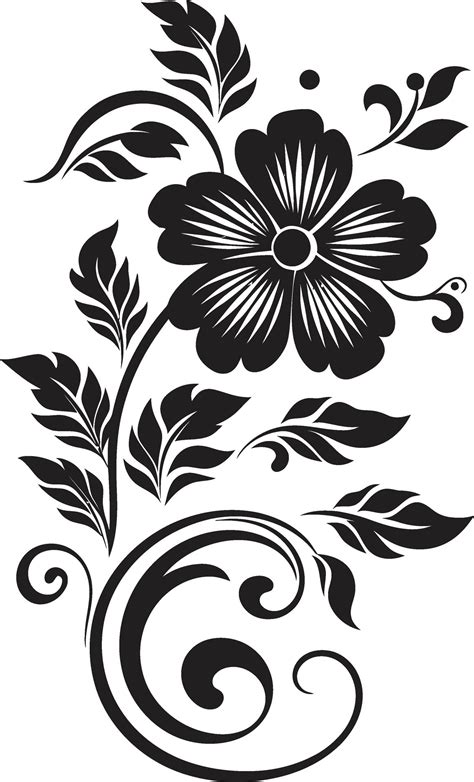 Intricate Noir Vine Iconic Vector Design Hand Drawn Floral Intricacy