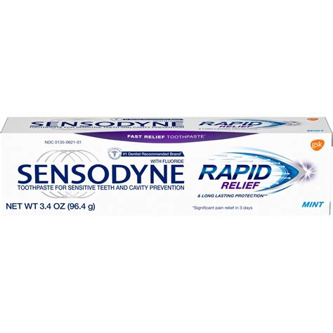 Sensodyne Rapid Relief Toothpaste For Sensitive Teeth Mint 3 4 Ounce