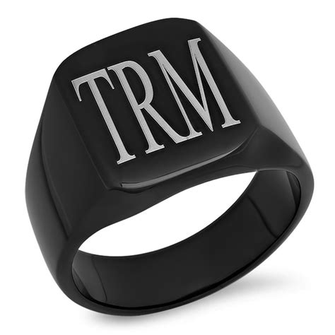 Personalized Black Stainless Steel Signet Ring