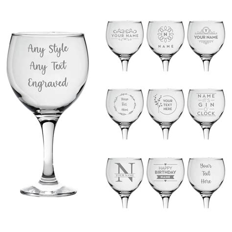 Personalised Gin Glass Laser Engraved Your Own Message Bespoke Designs High Quality Personalized