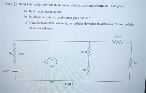 Solved Ekil De Verilen Devrede Rl Direncine Aktar Lan G Chegg