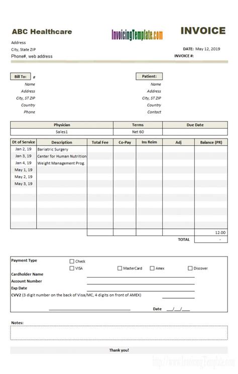 Home Health Care Invoice Template