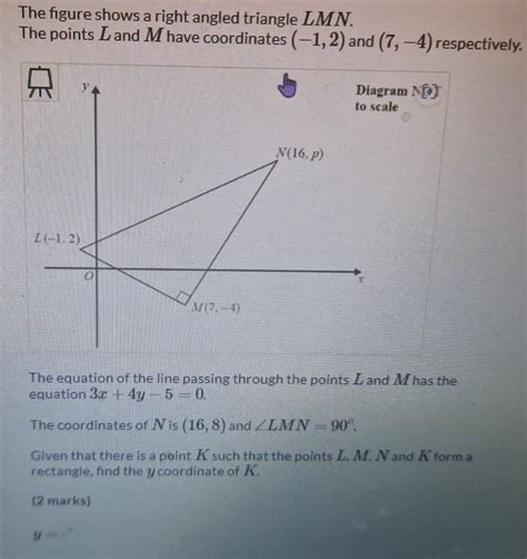 Solved The Figure Shows A Right Angled Triangle Lmn The Points L And