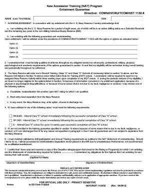 Fillable Online Cnrc Navy Enlistment Guarantee Fax Email Print PdfFiller