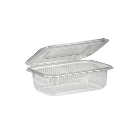 750ml Clear Rectangular Hinged Lid Container RPET Packaging