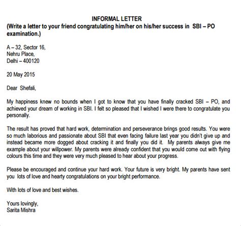 Informal Letter Format 7 Free Samples Examples Format