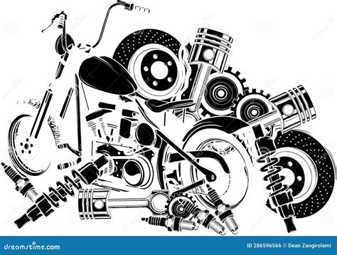 Black Silhouette Of Motorbike With Spares Design Stock Illustration