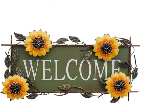 Metal Sunflower Welcome Sign Yk Decor