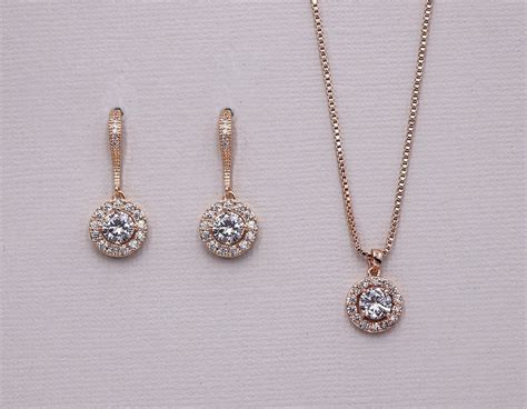 Bridesmaid Jewelry Set Rose Gold Jewelry Set For Bridesmaids Etsy