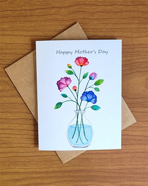 Mother's Day Card, Flowers in Vase - Etsy