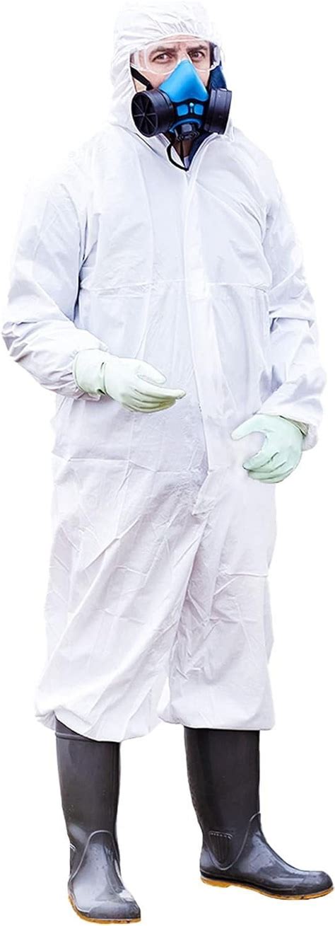 White Disposable Coveralls With Hood M 30 Pack Disposable Hazmat