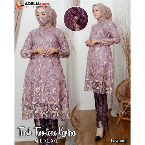 Jual AK Setelan Kebaya Tunik Twotone Aisyah Kebaya Modern Outfit