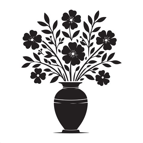 Silhouette Of Flower Vase Stock Black Color Silhouette 46036056